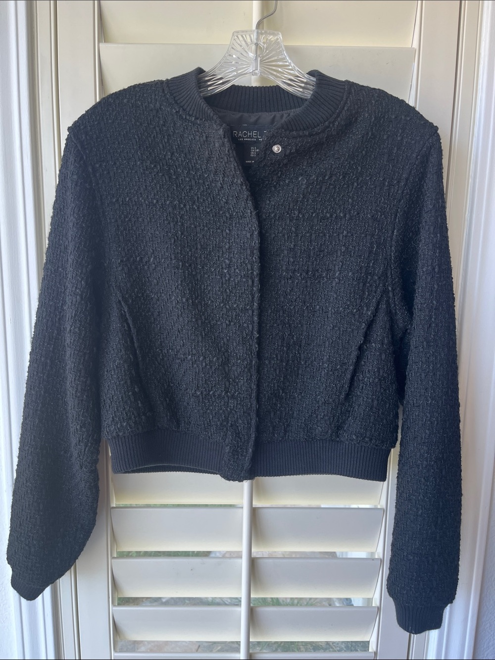 RACHEL Rachel Roy Black Textured Cropped Bomber Jacket